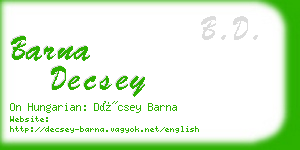 barna decsey business card